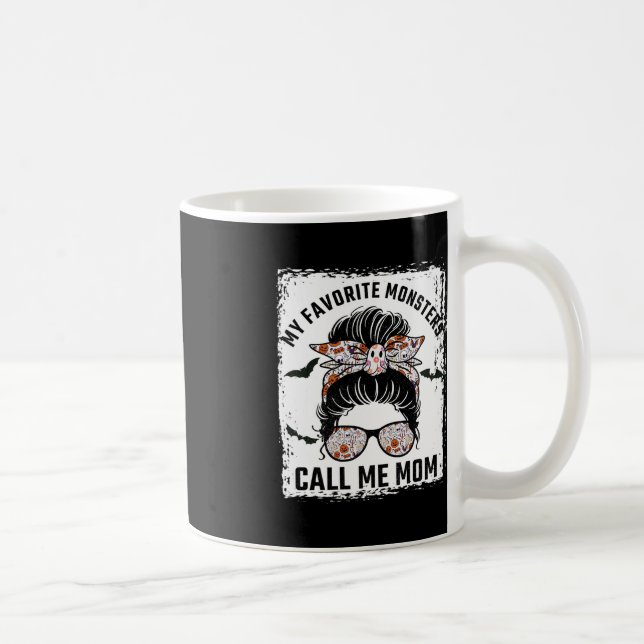 Meine Lieblings-Monster nennen mich Mama-Messy Bun Kaffeetasse (Rechts)