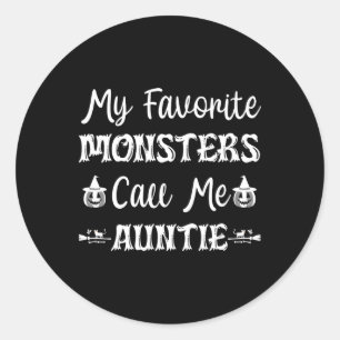 Meine Lieblings-Monster nennen mich Tante-Spaß-Kat Runder Aufkleber