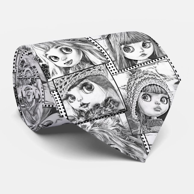Meine Lieblings-Schwarz-Weiß-Patchwork-Puppen Krawatte (Gerollt)