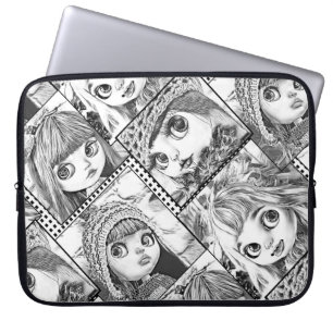 Meine Lieblings-Schwarz-Weiß-Patchwork-Puppen Laptopschutzhülle