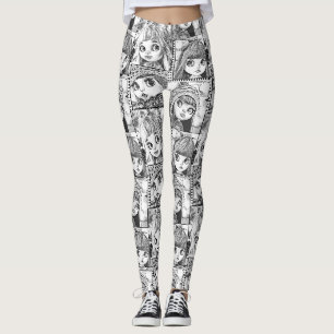 Meine Lieblings-Schwarz-Weiß-Patchwork-Puppen Leggings