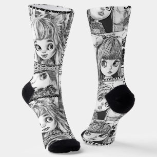 Meine Lieblings-Schwarz-Weiß-Patchworkpuppen Socken