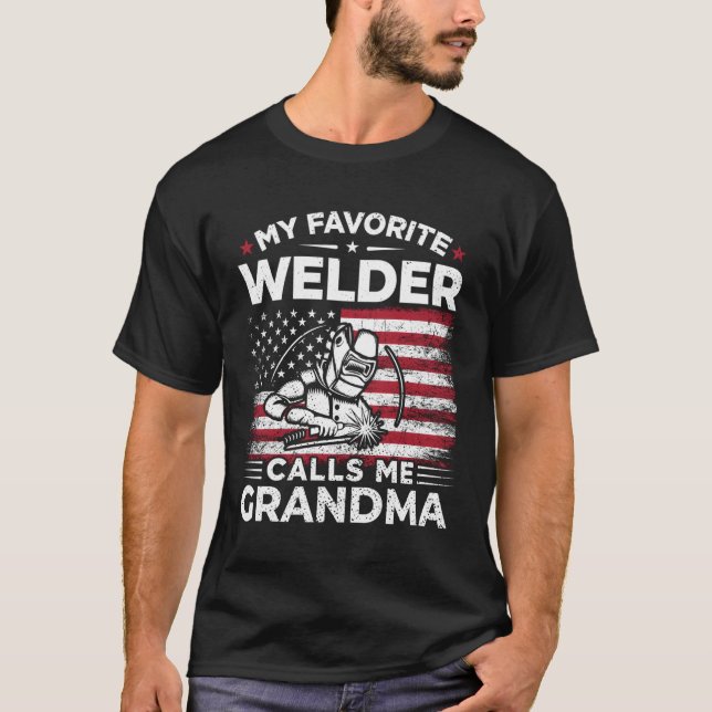 Meine Lieblings-Welder nennt mich Grandma Usa Flag T-Shirt (Vorderseite)