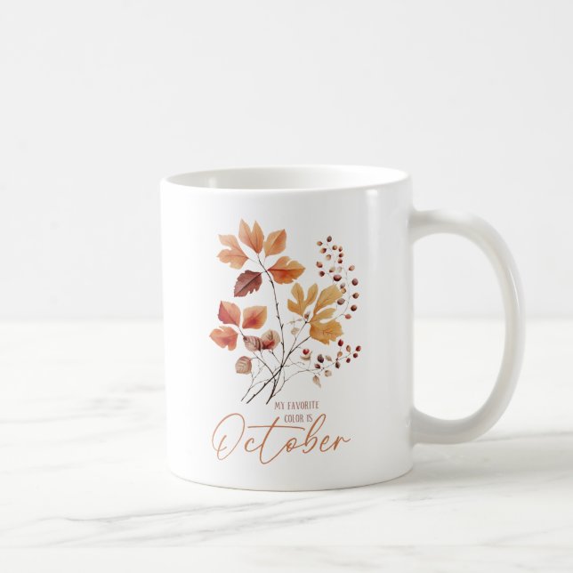 Meine Lieblingsfarbe ist Oktober - Herbstblätter & Kaffeetasse (Rechts)