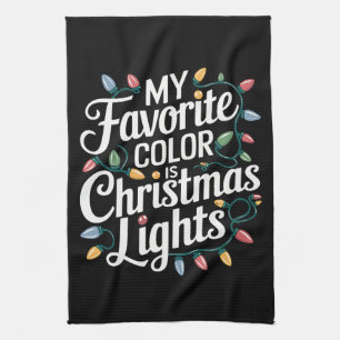Meine Lieblingsfarbe ist Weihnachtsbeleuchtung Xma Geschirrtuch