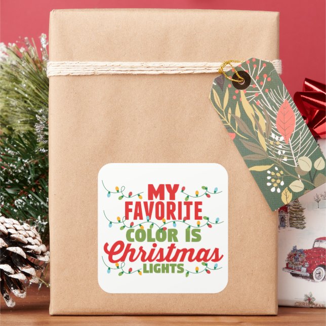 Meine Lieblingsfarbe ist Weihnachtslicht Quadratischer Aufkleber (Feiertag)