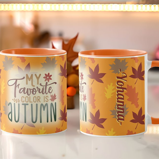 Meine Lieblingsfarbe sind personalisierte Blätter  Tasse (My favorite color is Autumn personalized leaves Mug)