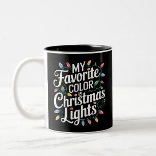 Meine Lieblingsfarbe sind Weihnachtslichter Xmas F Zweifarbige Tasse