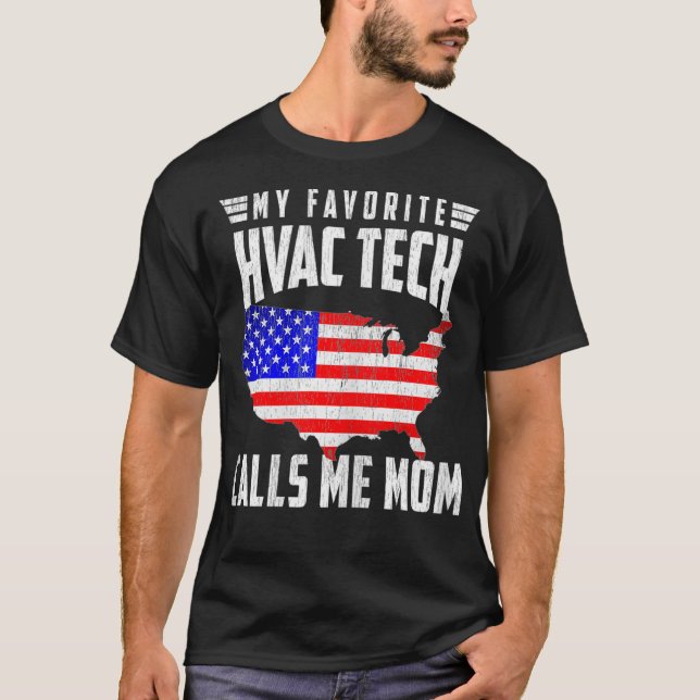 Meine Lieblingsfrau HVAC Tech nennt Me Mama USA Am T-Shirt (Vorderseite)