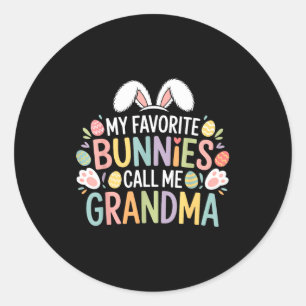 Meine Lieblingskaninchen nennen mich Oma-Osterhase Runder Aufkleber