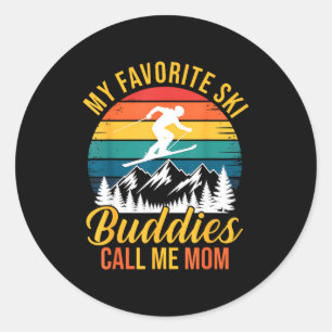 Meine Lieblingskifreunde nennen mich Mom Vintage V Runder Aufkleber