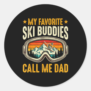 Meine Lieblingskifreunde nennen mich Papa Lustiger Runder Aufkleber