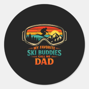 Meine Lieblingskifreunde nennen mich Papa Skifahre Runder Aufkleber
