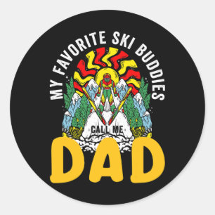 Meine Lieblingskifreunde nennen mich Papa Skifahre Runder Aufkleber