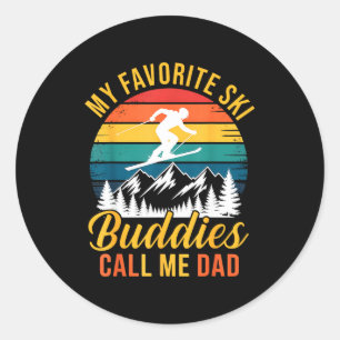 Meine Lieblingskifreunde nennen mich Papa Vintage- Runder Aufkleber