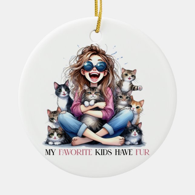 MEINE LIEBLINGSKINDER HABEN VIER KÜSTENKATZEN KERAMIK ORNAMENT (Vorne)