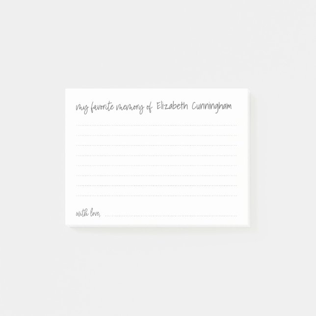 Meine LieblingsMemory-Beerdigung Moderne Gedächtni Post-it Klebezettel (Vorderseite)