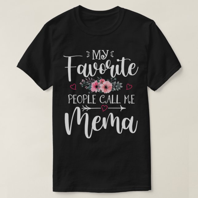Meine Lieblingsmenschen nennen mich Mema Floral Mo T-Shirt (Design vorne)