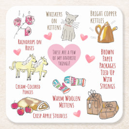 Meine Lieblingssachen HandGezeichnet Regentropfen Rechteckiger Pappuntersetzer