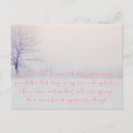 Meine Lieblingssachen - Romantischer Winter Postkarte