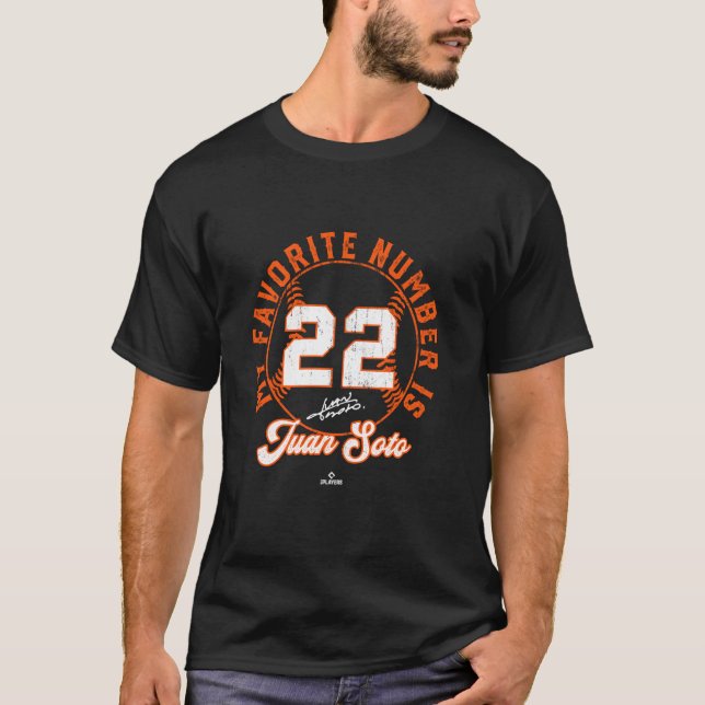 Meine Lieblingszahl ist 22 Juan Soto New York Base T-Shirt (Vorderseite)