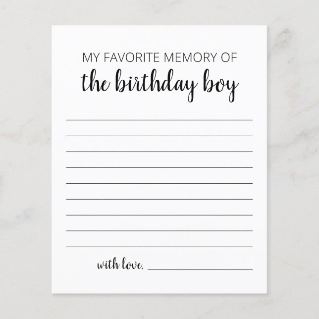 Meine liebste Erinnerung an den Geburtstagskind (Vorderseite)