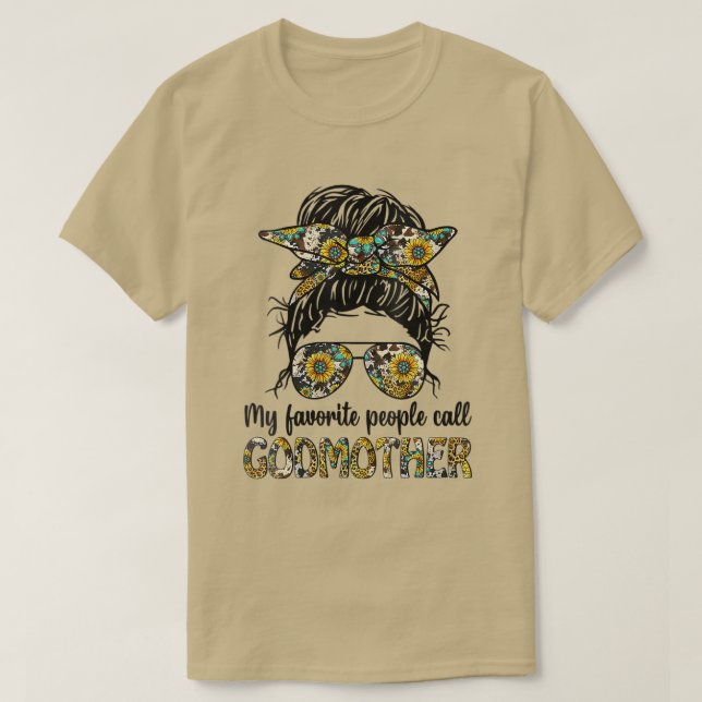 Meine Liebsten nennen Godmutter Messy Bun Leopar T-Shirt (Design vorne)