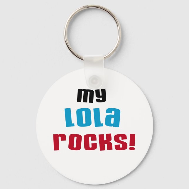 Meine Lola Rocks T - Shirt und Geschenke Schlüsselanhänger (Vorderseite)