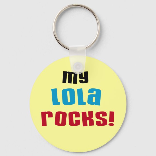 Meine Lola Rocks T - Shirt und Geschenke Schlüsselanhänger (Vorderseite)