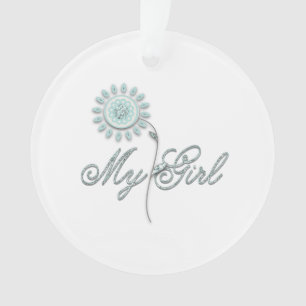 Meine Mädchen-aquamarine Blume Ornament