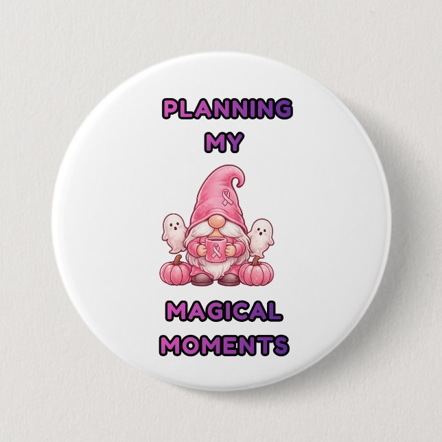 Meine magischen Momente planen – Rosa Gnom Button (Vorderseite)