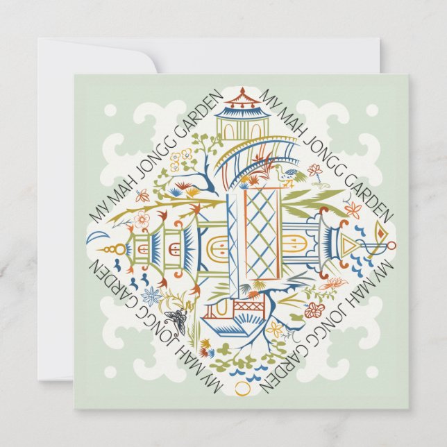 Meine Mah Jongg Garden Flat Card Einladung (Vorderseite)