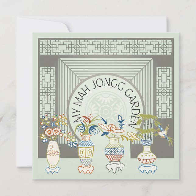 Meine Mah Jongg Garden Flat Card Einladung (Vorderseite)