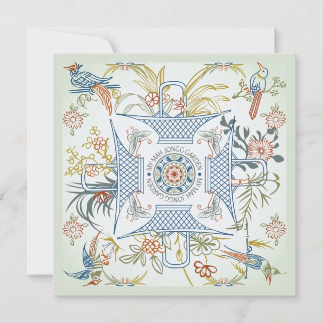 Meine Mah Jongg Garden Flat Card Einladung (Vorderseite)