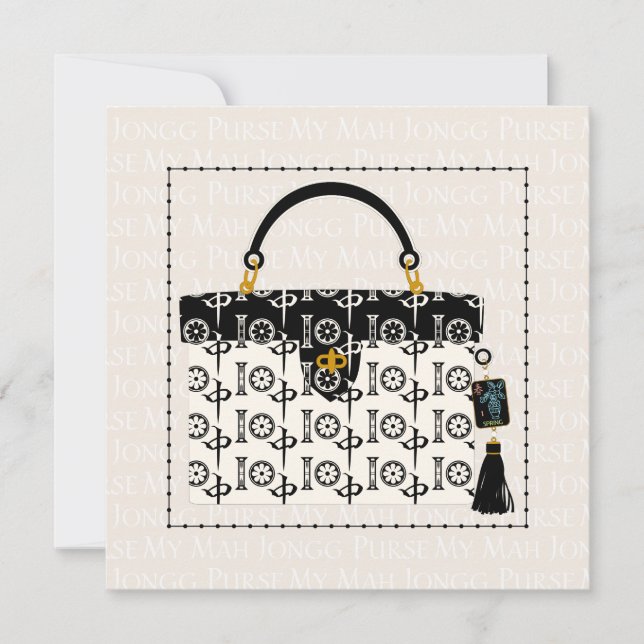 Meine Mah Jongg Purse-Flachkarte Einladung (Vorderseite)