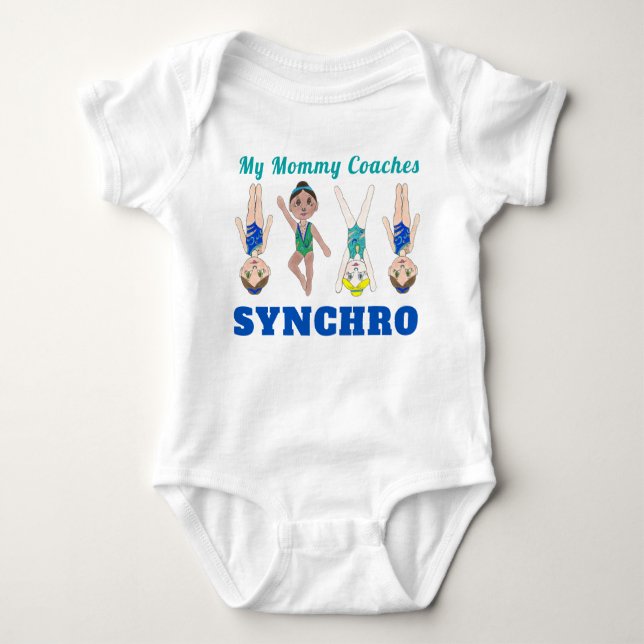Meine Mama Coaches Synchro synchronisierte Schwimm Baby Strampler (Vorderseite)