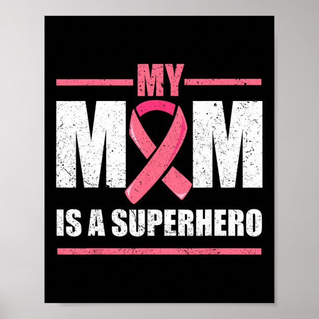 Meine Mama ist ein superhero Brustkrebs Shirt Kind Poster (Vorne)