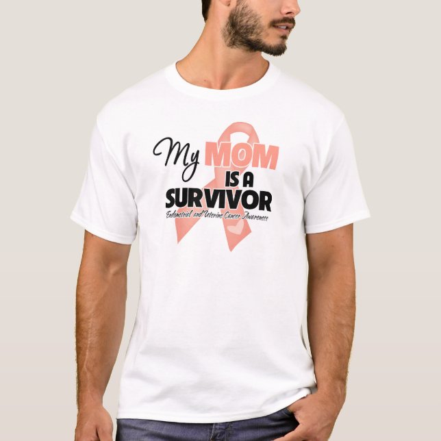 Meine Mama ist ein Survivor - Uteruskrebs T-Shirt (Vorderseite)