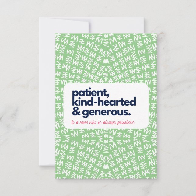 Meine Mama ist unbezahlbar, freundlich und großzüg Dankeskarte (Vorderseite)