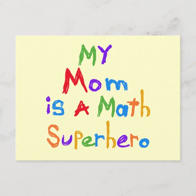 Meine Mama Mathe Superhero T - Shirt und Geschenke Postkarte (Vorderseite)
