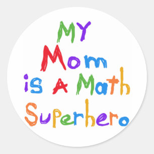 Meine Mama Mathe Superhero T - Shirt und Geschenke Runder Aufkleber
