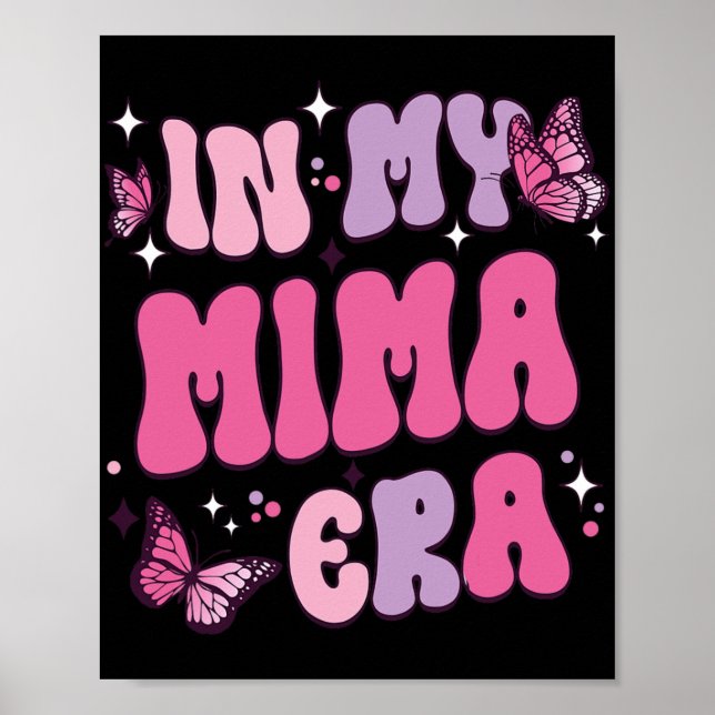 Meine Mima Era Funny Butterfly Groovy Retro Mütter Poster (Vorne)