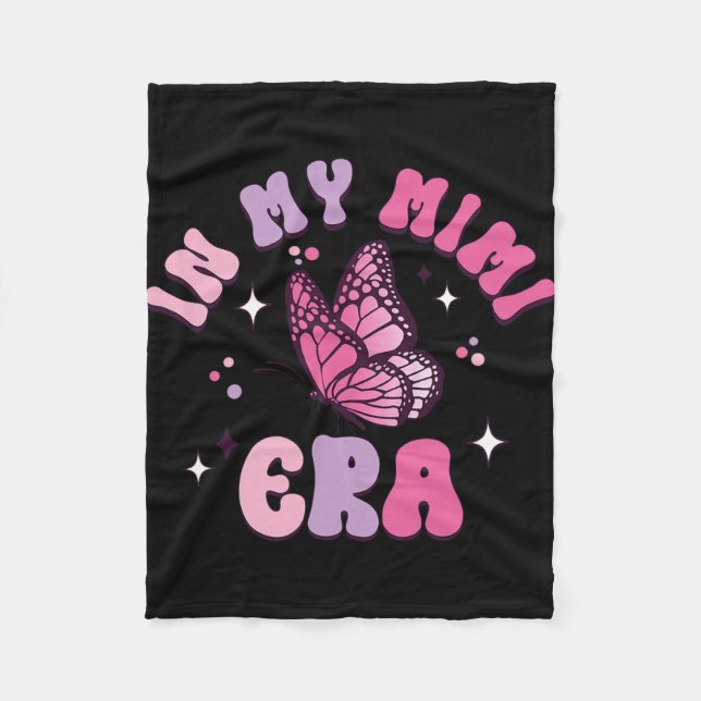 Meine Mimi Era Funny Butterfly Groovy Retro Mütter Fleecedecke (Vorderseite)