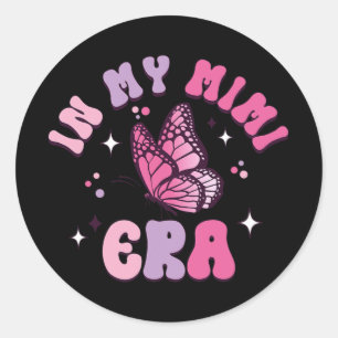 Meine Mimi Era Funny Butterfly Groovy Retro Mütter Runder Aufkleber