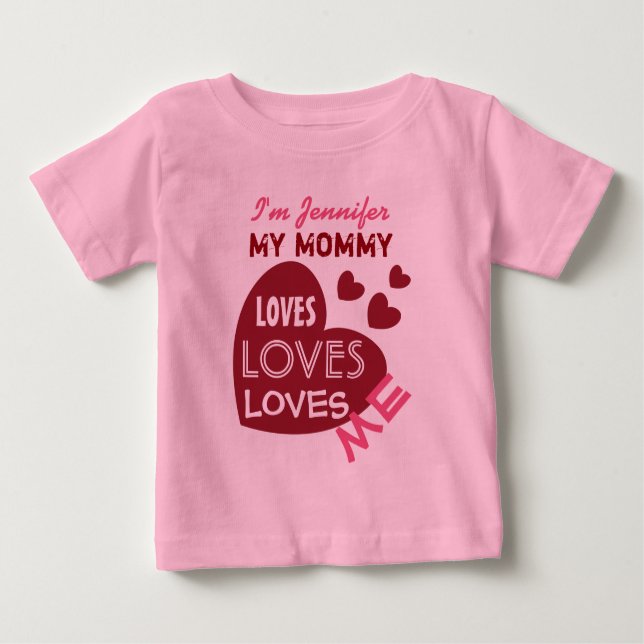 Meine MOMMY Lieben Me Red Hearts Custom Text V05 Baby T-shirt (Vorderseite)