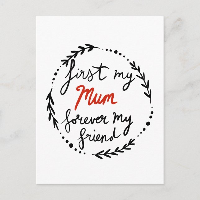 Meine Mutter, meine Freundin Feiertagspostkarte (Vorderseite)