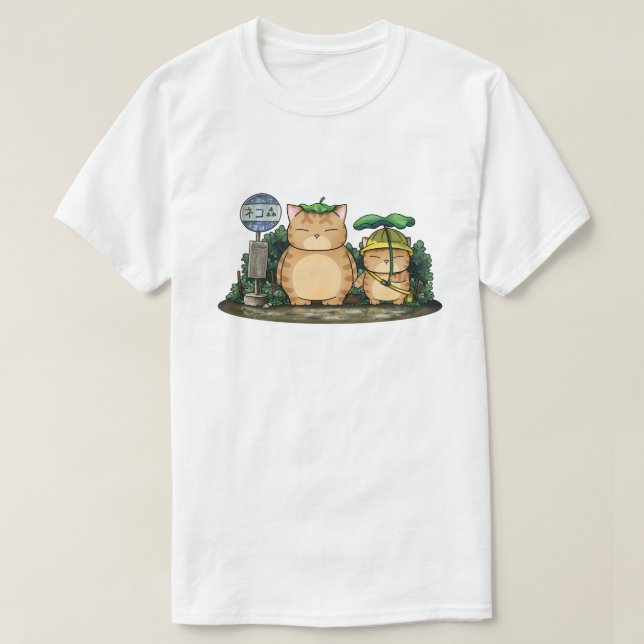Meine Nachbarin Fat Cat Forest Busstation T-Shirt (Design vorne)