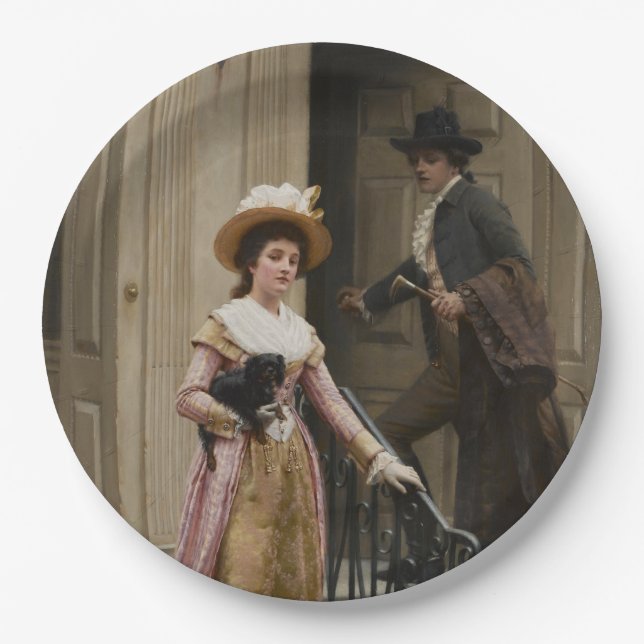 Meine Nachbarin nebenan (Flirting Couple) (Schönhe Pappteller (Vorderseite)