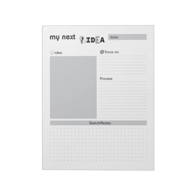 Meine nächste Idee Gray Notepad Notizblock (Rotiert)