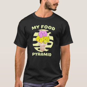 Meine Nahrungspyramide Cat Ice Cream Cone Funny Ki T-Shirt